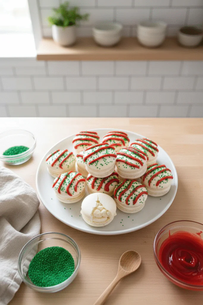 Weihnachtsbaum Macarons Rezept – Festliche Macarons mit Buttercreme-Füllung
