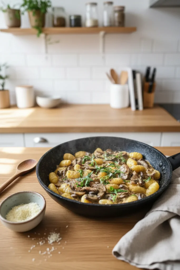 Cremige Gnocchi Pilz Pfanne – Schnelles Wohlfühlessen Rezept
