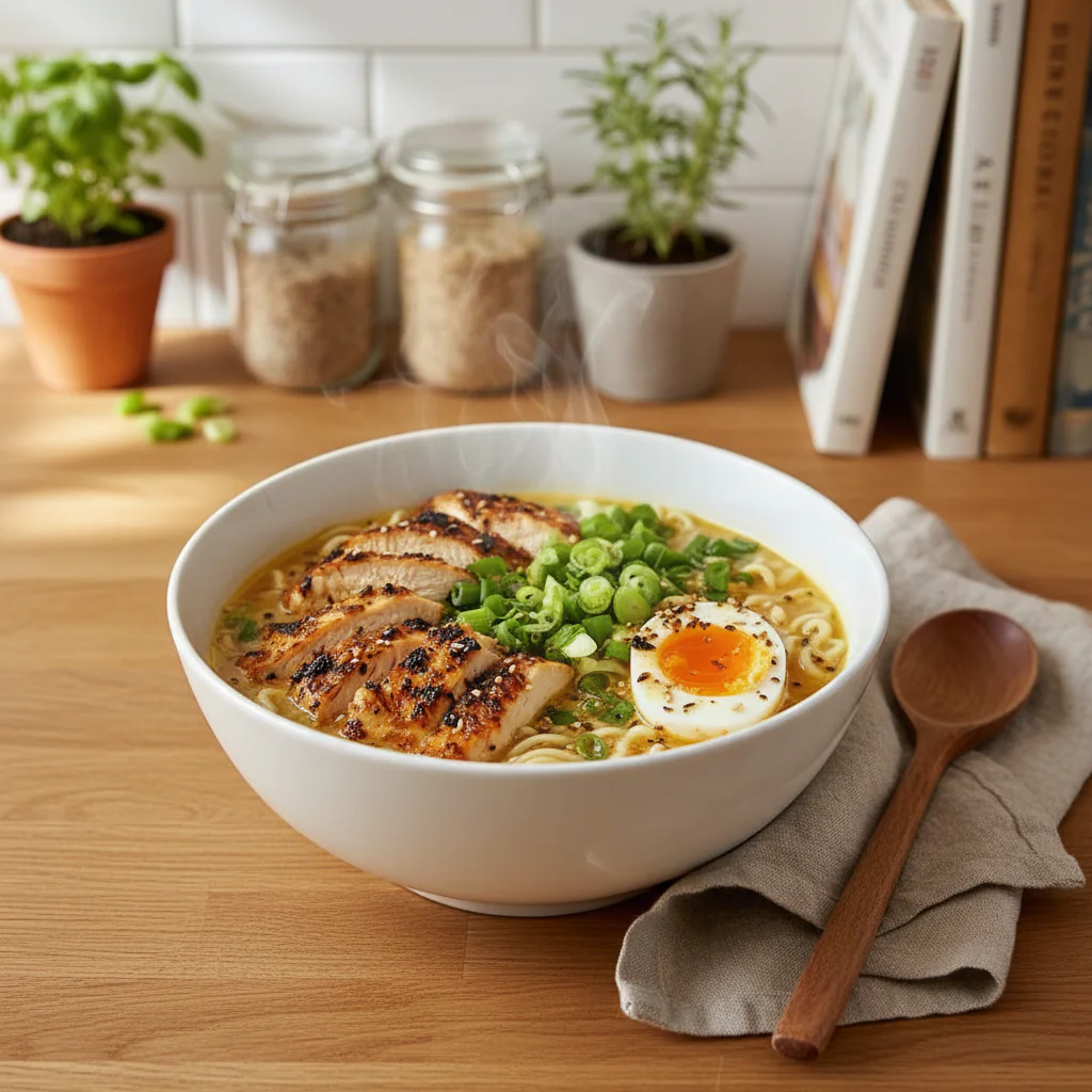 Feuriges Chicken Ramen Rezept – Cremige Knoblauchsoße 30 Min