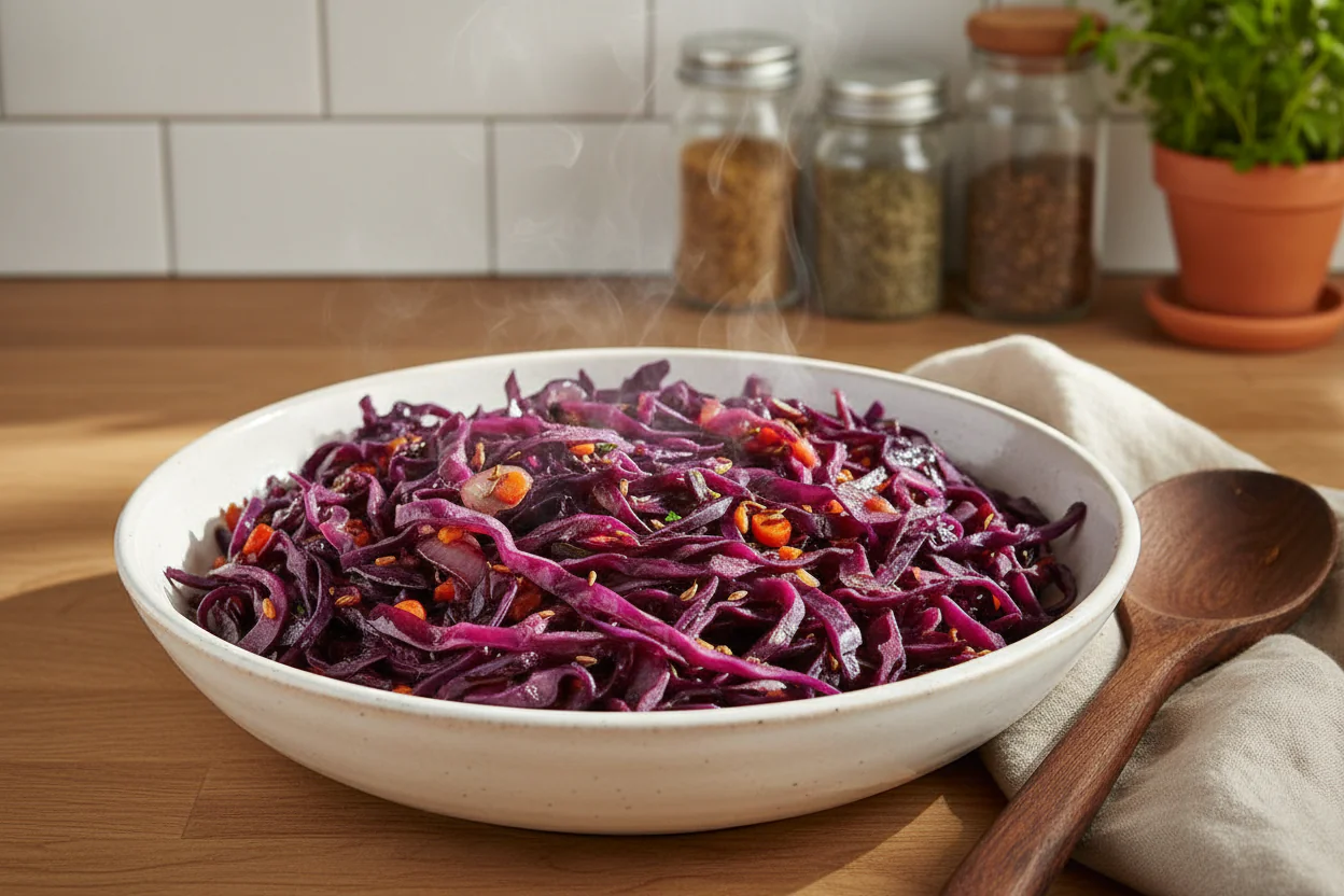 Gebratener Rotkohl mit Apfel und Zwiebeln Rezept – Perfekt Zart