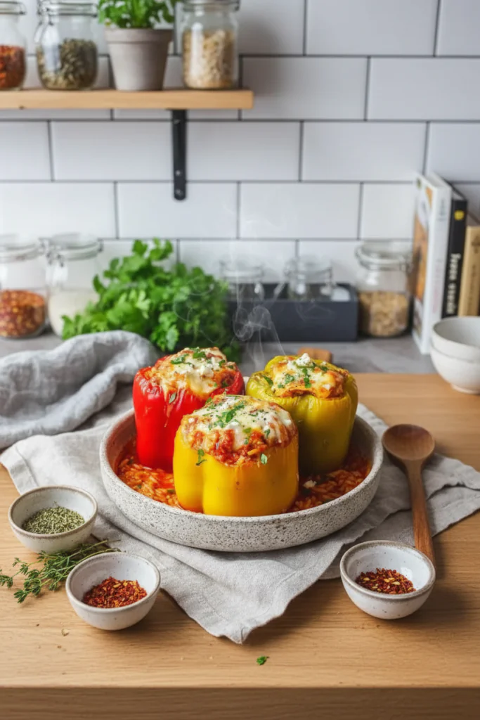 Gefüllte Paprika mit Reis und Feta – Einfach lecker Rezept
