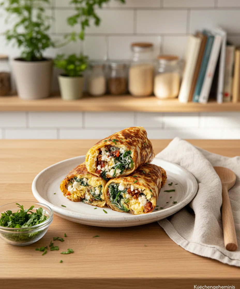 Keto Pfannkuchen Wraps Rezept einfach – Mit Spinat & Feta Low Carb