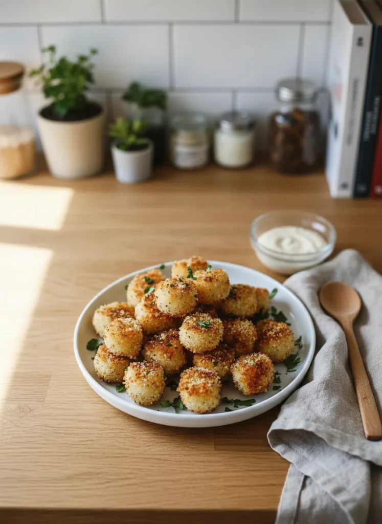 Knusprige Airfryer Knoblauch Parmesan Hähnchenbites Rezept – Lecker in 22 Minuten