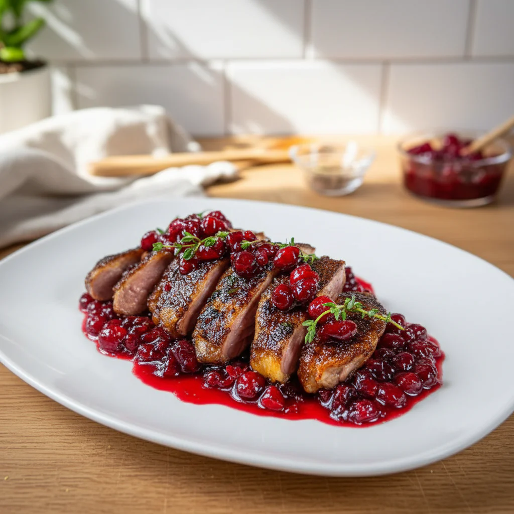Knusprige Entenbrust mit Preiselbeersauce Rezept – Fruchtiger Genuss