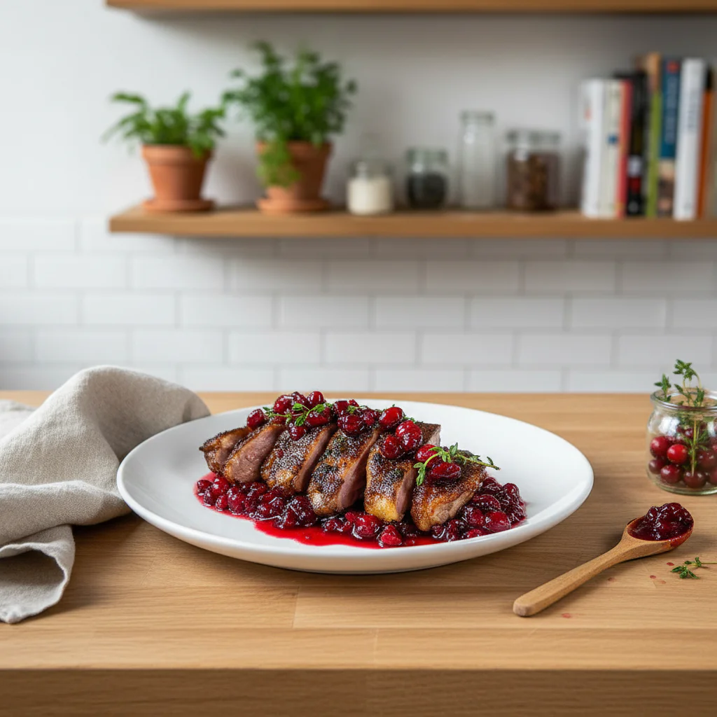 Knusprige Entenbrust mit Preiselbeersauce Rezept – Fruchtiger Genuss