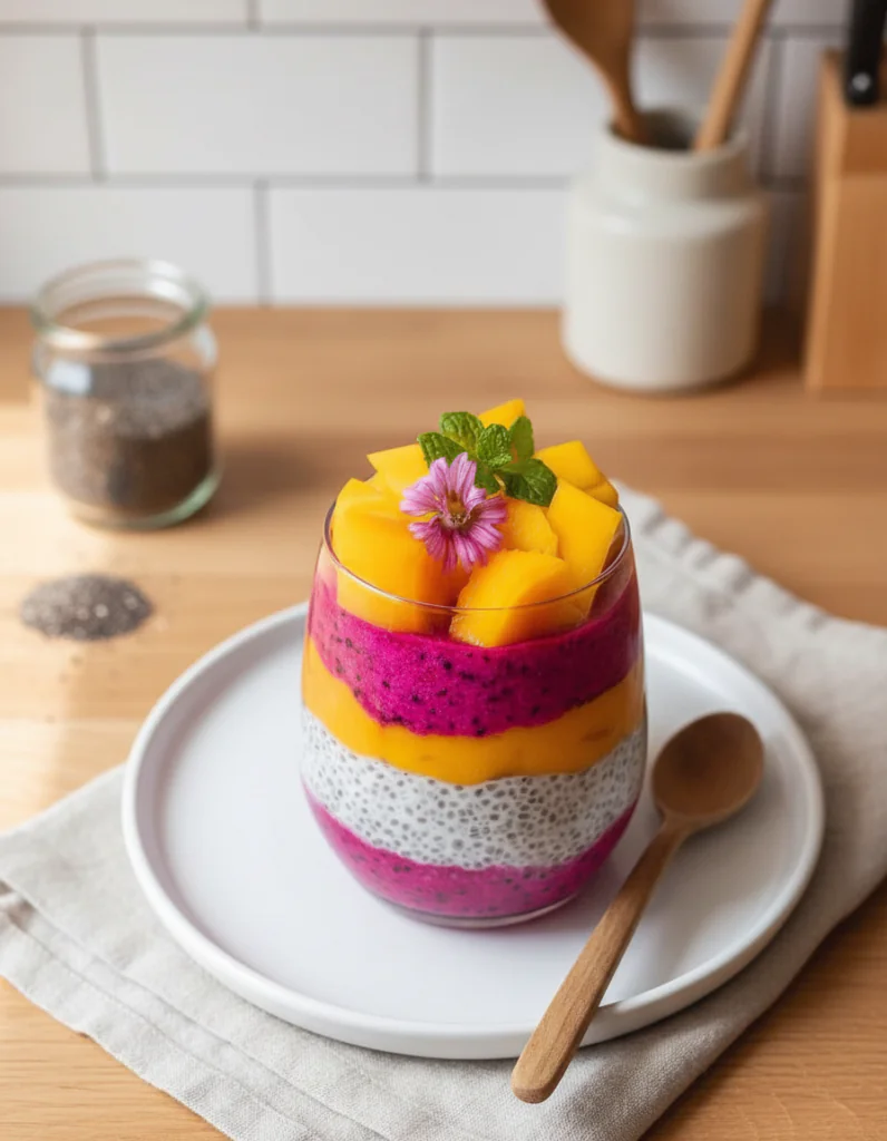 Mango Drachenfrucht Chia Pudding Rezept – Einfach & Köstlich in 10 Min