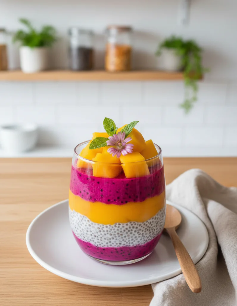 Mango Drachenfrucht Chia Pudding Rezept – Einfach & Köstlich in 10 Min
