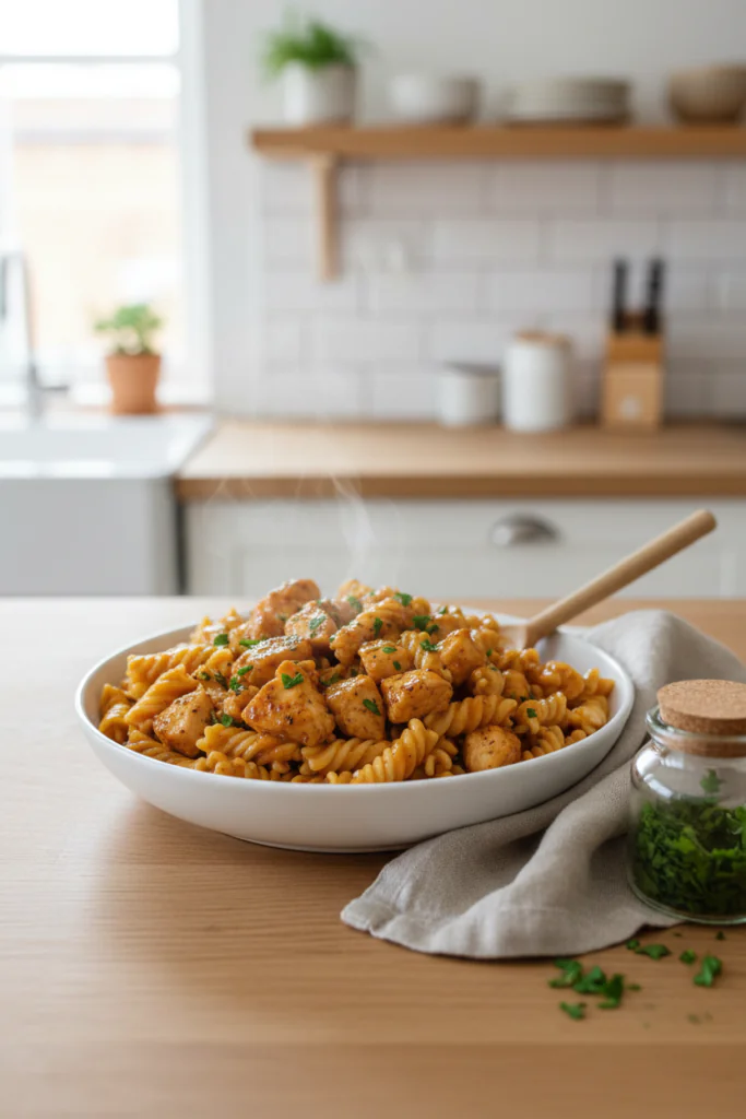 One Pot Honey Garlic BBQ Hähnchen Pasta Rezept – Schnell in 30 Min