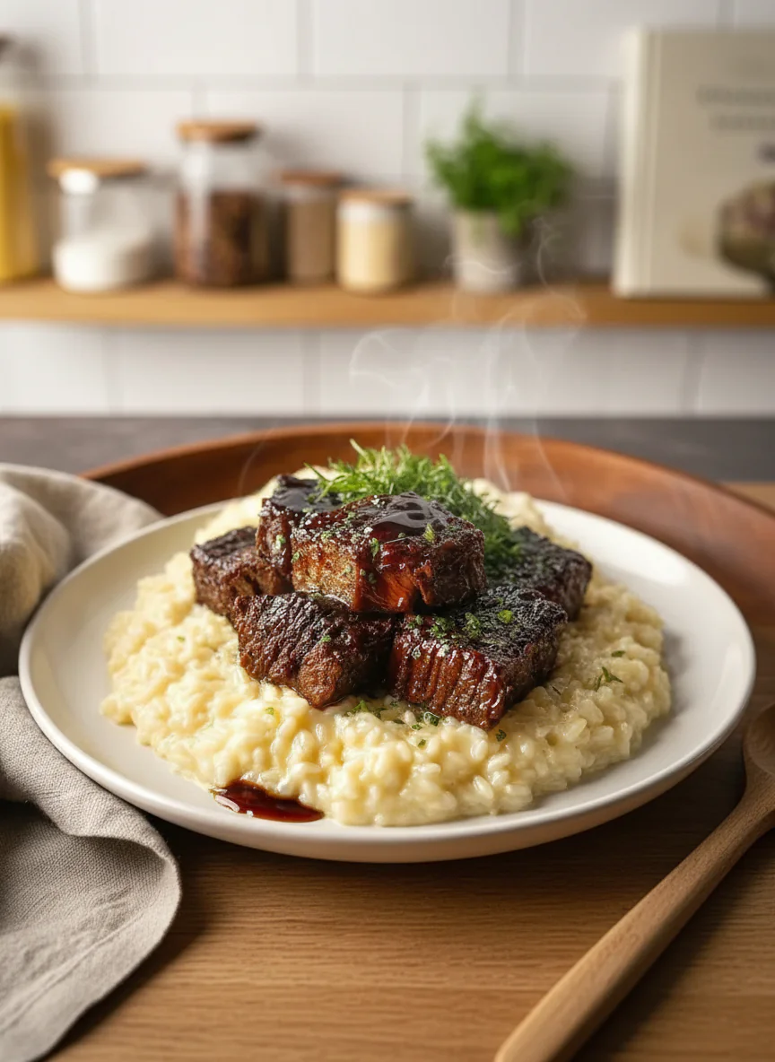 Rinderbrust in Limonade mit Parmesan-Risotto lecker Rezept