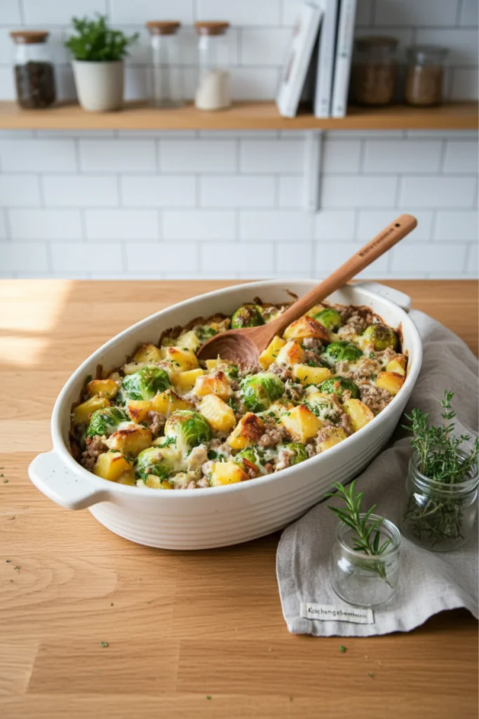 Rosenkohlauflauf mit Hackfleisch & Kartoffeln – Herzhaftes Winterrezept