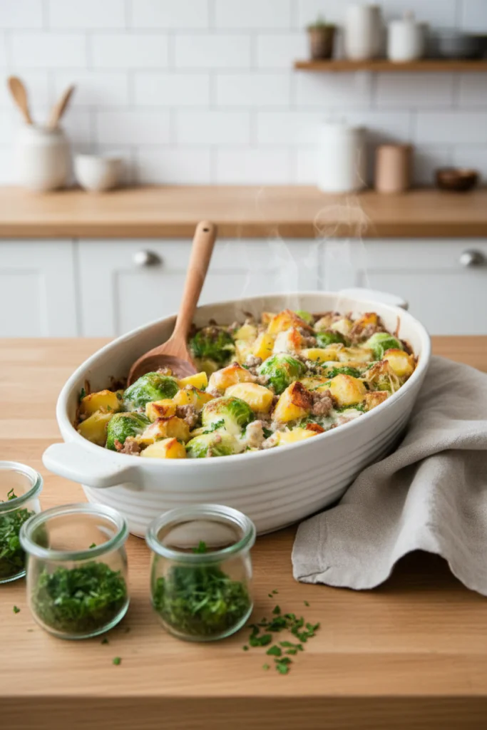 Rosenkohlauflauf mit Hackfleisch & Kartoffeln – Herzhaftes Winterrezept