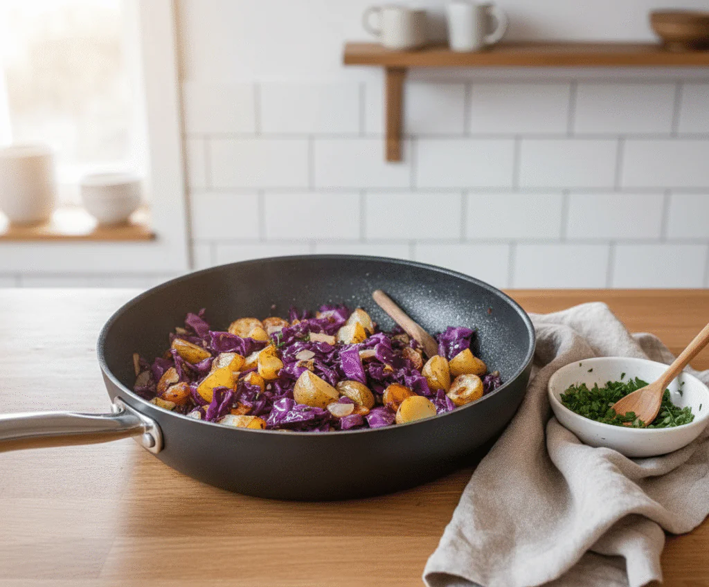 Rotkohl Pfanne mit Kartoffeln Rezept Einfach – Schnell & Herzhaft 30 Minuten