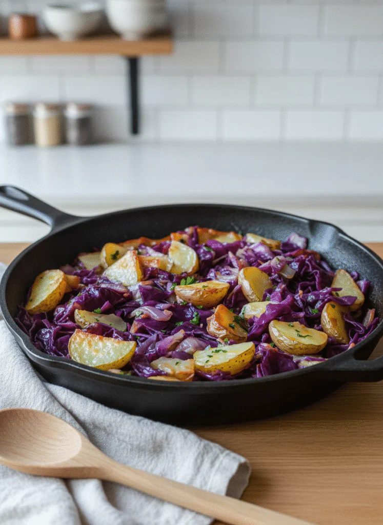 Rotkohl-Pfanne mit Kartoffeln Rezept Einfach – Schnelles Herbstgericht 45 Min