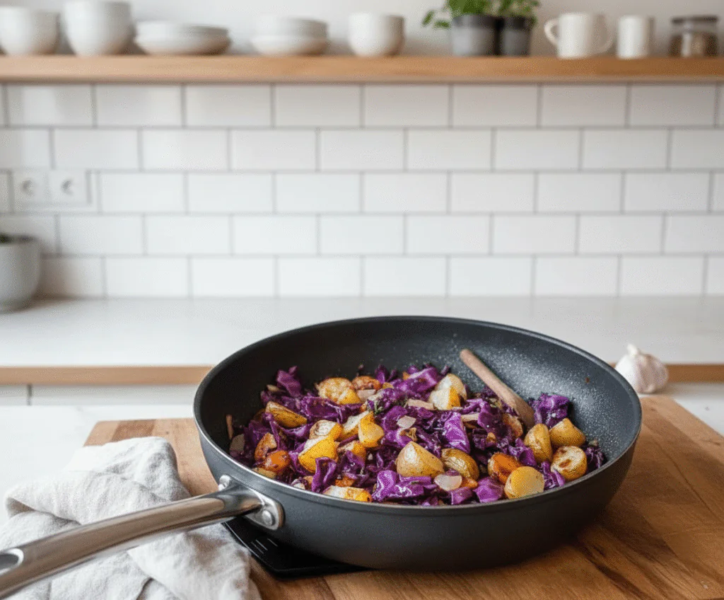 Rotkohl Pfanne mit Kartoffeln Rezept Einfach – Schnell & Herzhaft 30 Minuten