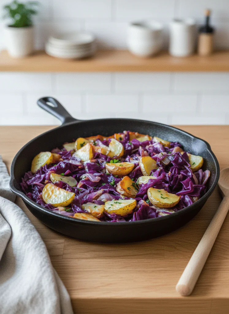 Rotkohl Pfanne mit Kartoffeln Rezept Einfach – Schnelles Herbstgericht 45 Min rezept