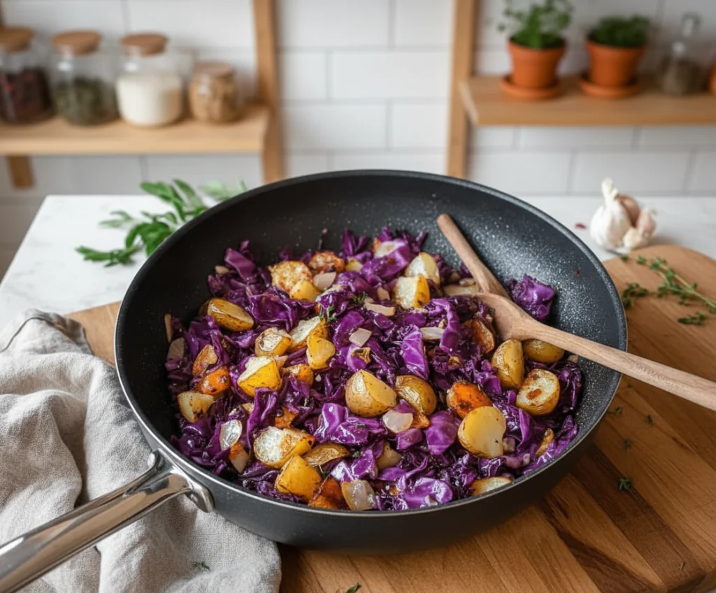 Rotkohl Pfanne mit Kartoffeln Rezept – Einfach & Herzhaft in 30 Min