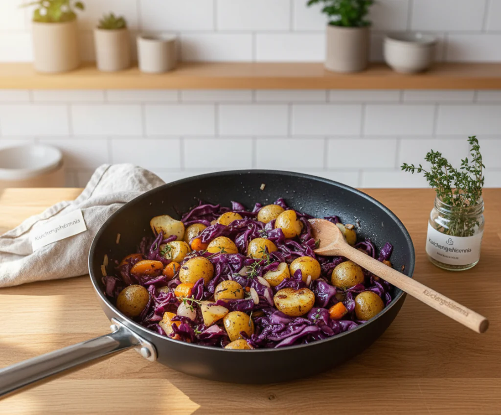 Rotkohl Pfanne mit Kartoffeln Rezept – Einfach & Herzhaft in 30 Min