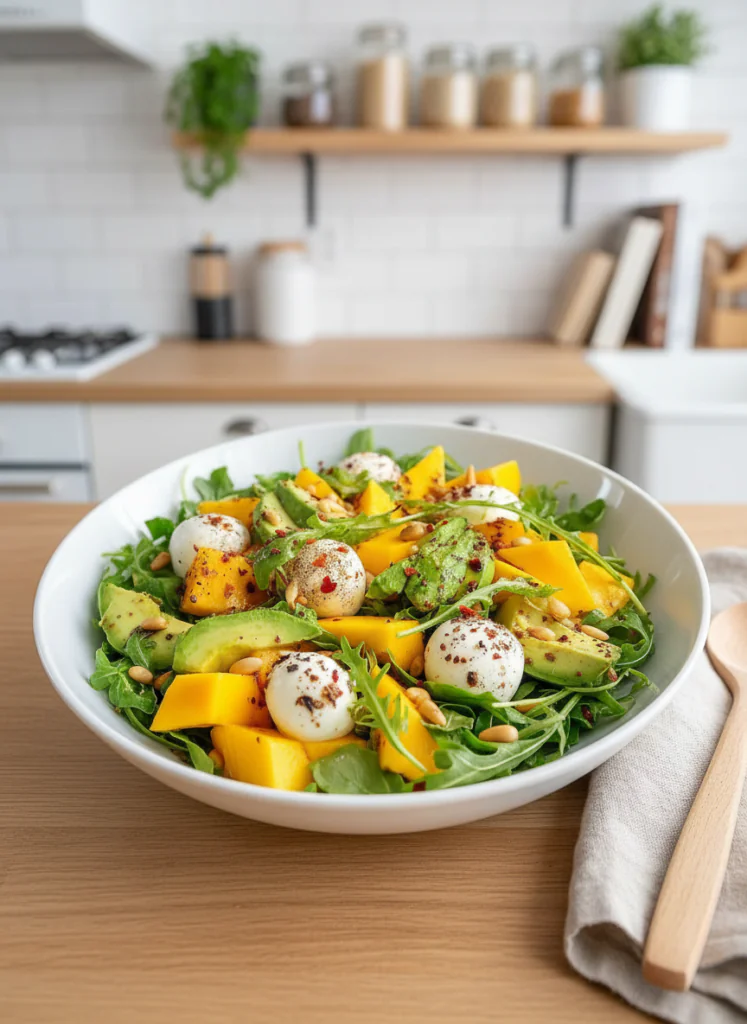 Rucola Mango Salat mit Pinienkernen einfach Rezept 8 Rucola Mango Salat mit Pinienkernen einfach Rezept