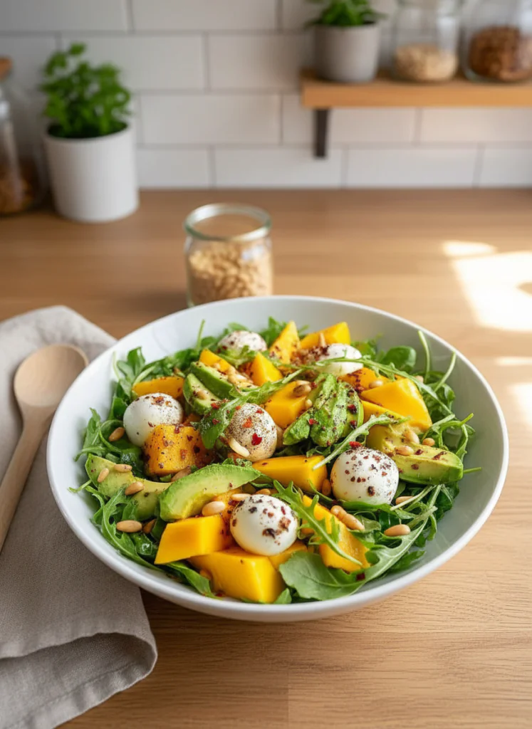 Rucola Mango Salat mit Pinienkernen einfach Rezept 9 Rucola Mango Salat mit Pinienkernen einfach Rezept