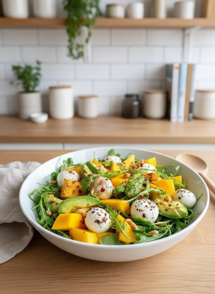 Rucola Mango Salat mit Pinienkernen einfach Rezept 10 Rucola Mango Salat mit Pinienkernen einfach Rezept