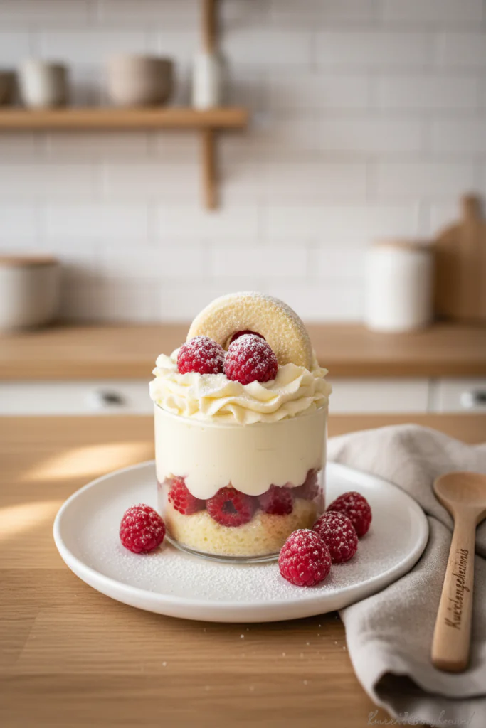 Vanillekipferl Dessert mit Himbeeren Rezept