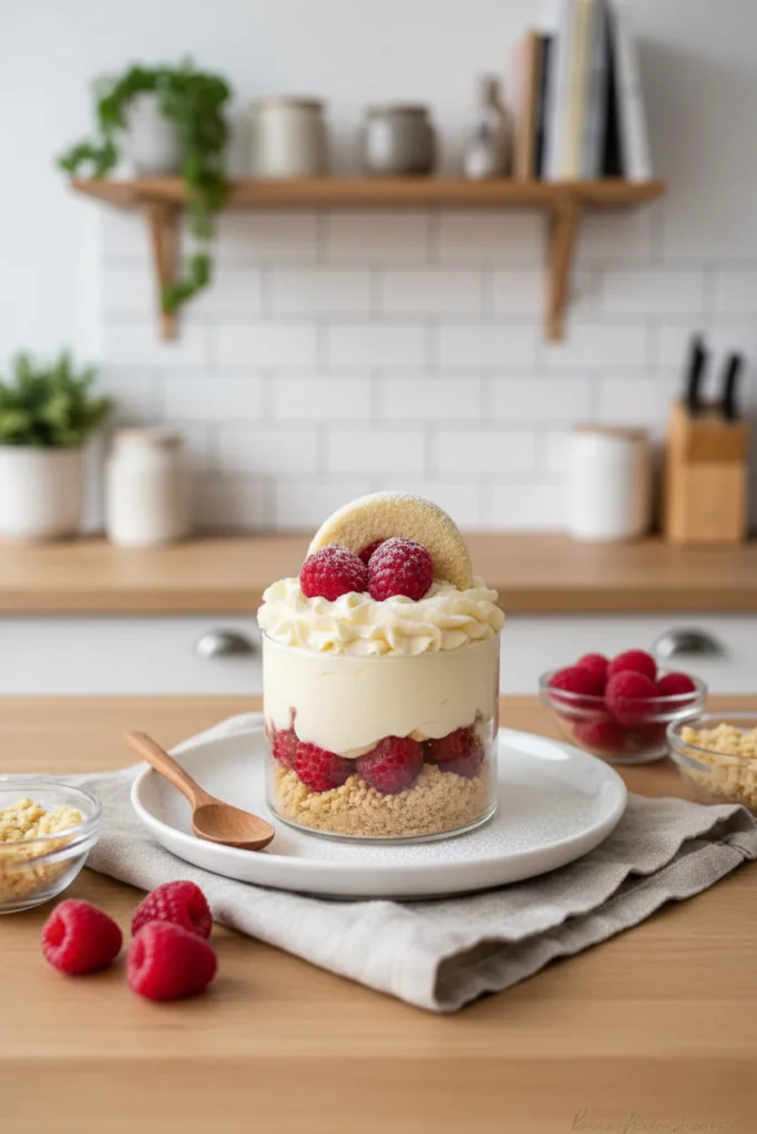 Vanillekipferl Dessert mit Himbeeren Rezept