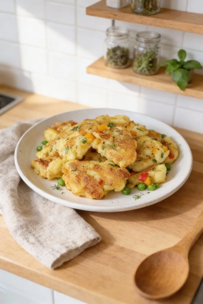 Gemüseschmarrn mit Kräuterdip Rezept