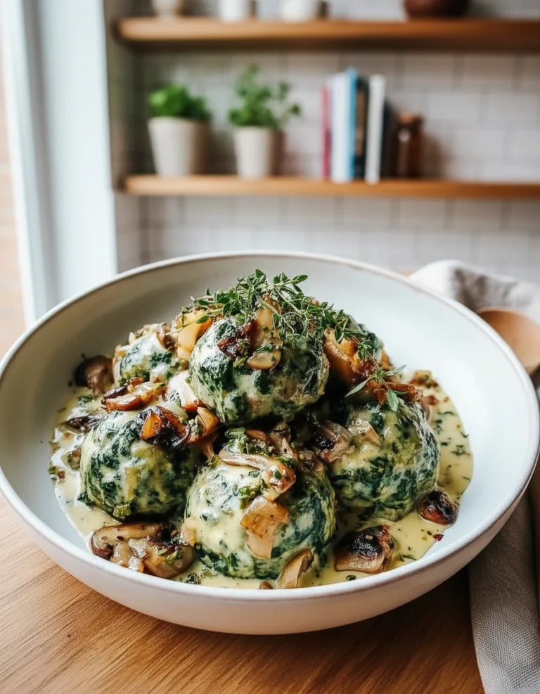 Spinatknödel mit Pilzragout Rezept