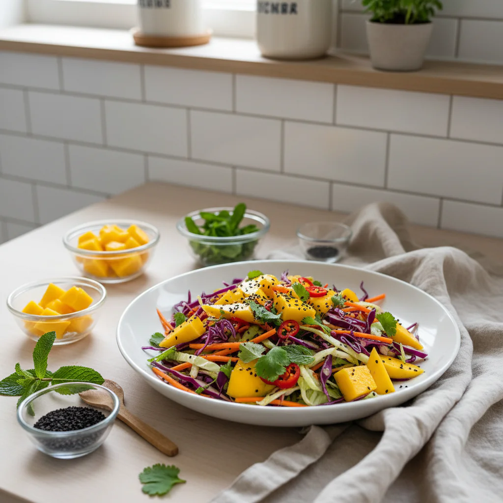 Asiatischer Spitzkohl-Mango-Salat