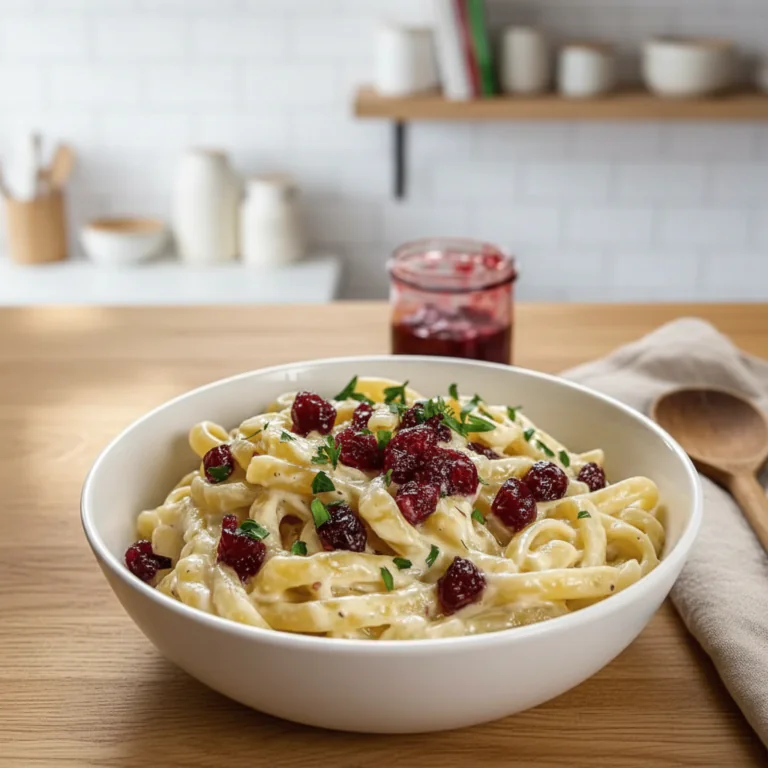 Brie Pasta Preiselbeeren Kompott – Cremiges schnelles Rezept