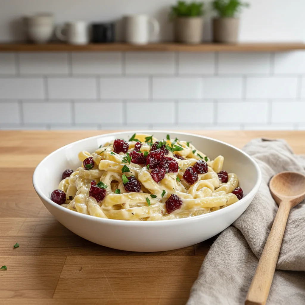 Brie Pasta Preiselbeeren Kompott – Cremiges schnelles Rezept