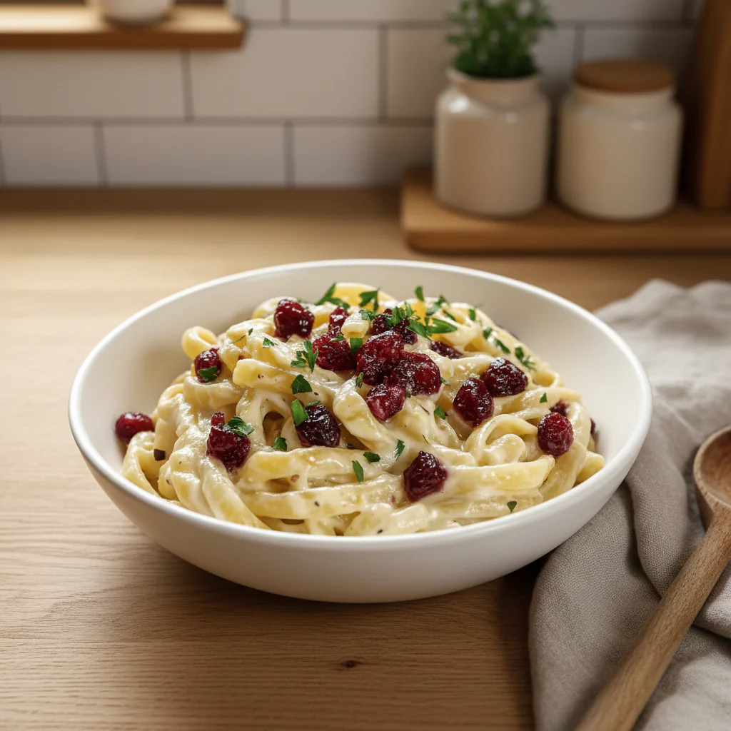 Brie Pasta Preiselbeeren Kompott – Cremiges schnelles Rezept