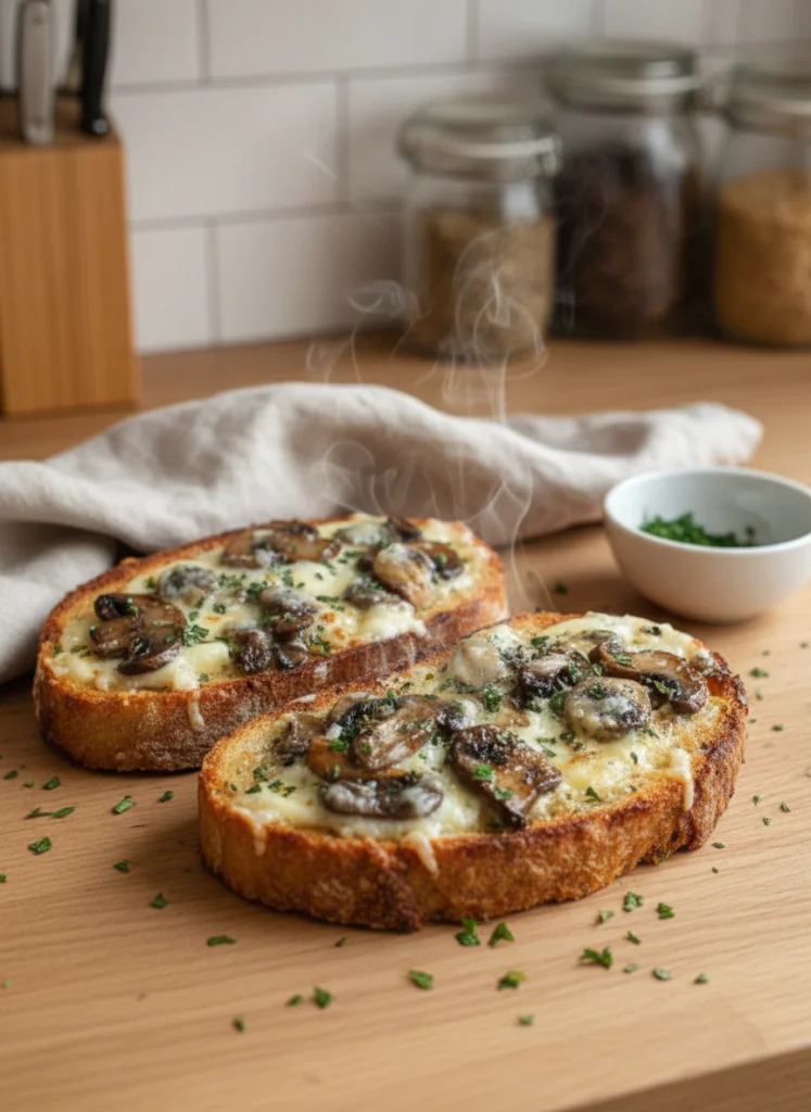 Käse Champignon Knoblauch Toast Rezept – Knusprig, Herzhaft & Schnell Gemacht