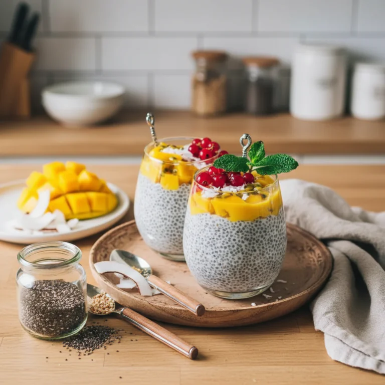 Chia-Pudding mit Mango und Kokos