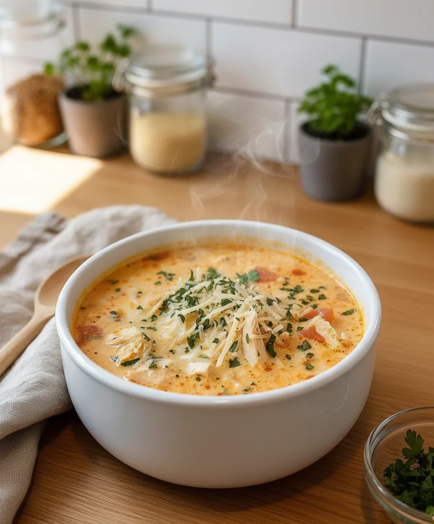 Cremige Hähnchen Parmesan Suppe Rezept – Einfach Slow Cooker