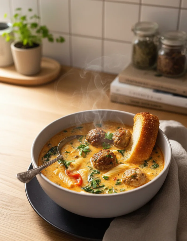 Cremige Italienische Hackbällchensuppe Rezept – Schnell & Lecker