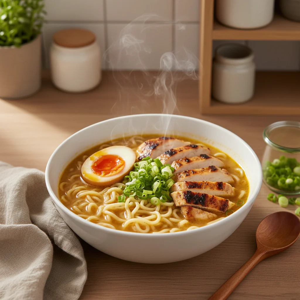 Feuriges Chicken Ramen Rezept – Cremige Knoblauchsoße in 30 Min