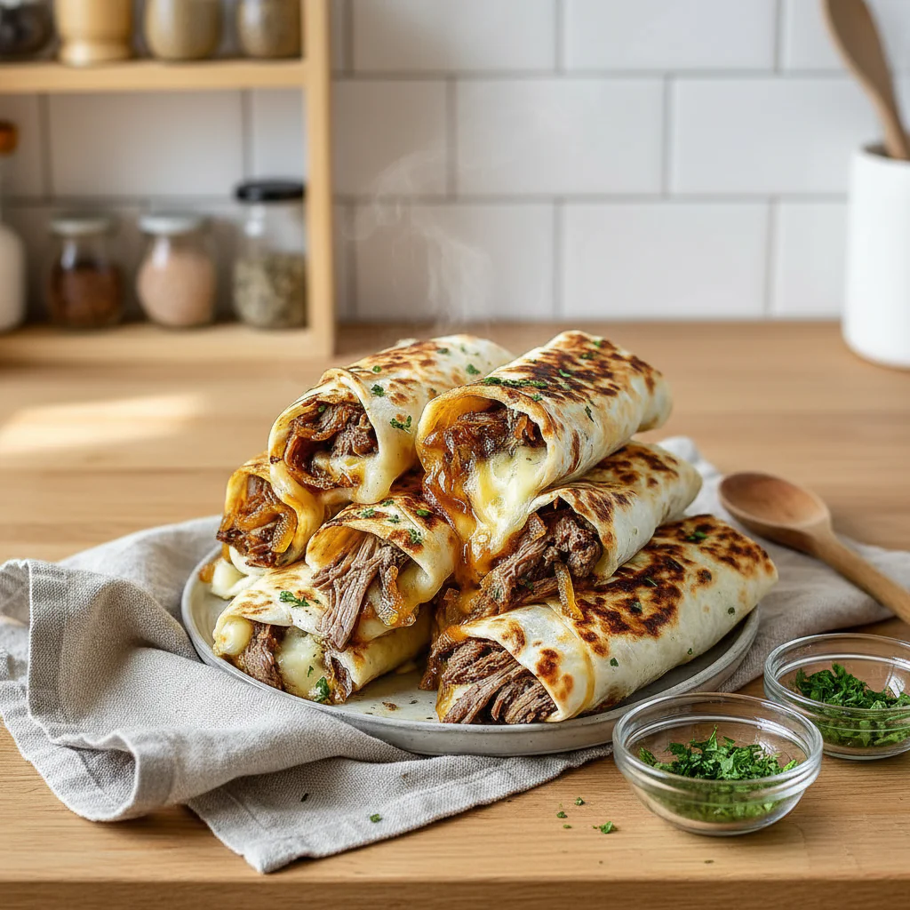 French Dip Tortilla Rollups Rezept – Einfach, Schnell & Unwiderstehlich Herzhaft