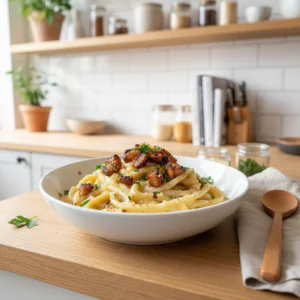 Geraucherte Tofu Carbonara Rezept Vegan