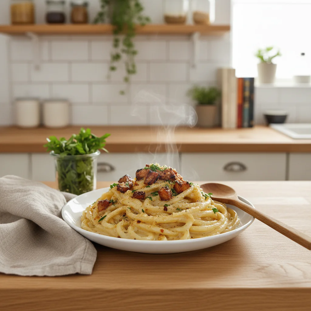 Geräucherte Tofu Carbonara Rezept – Vegan & Cremig in 30 Min