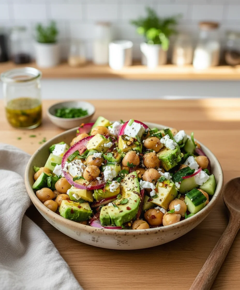 Kichererbsen Feta Avocado Salat