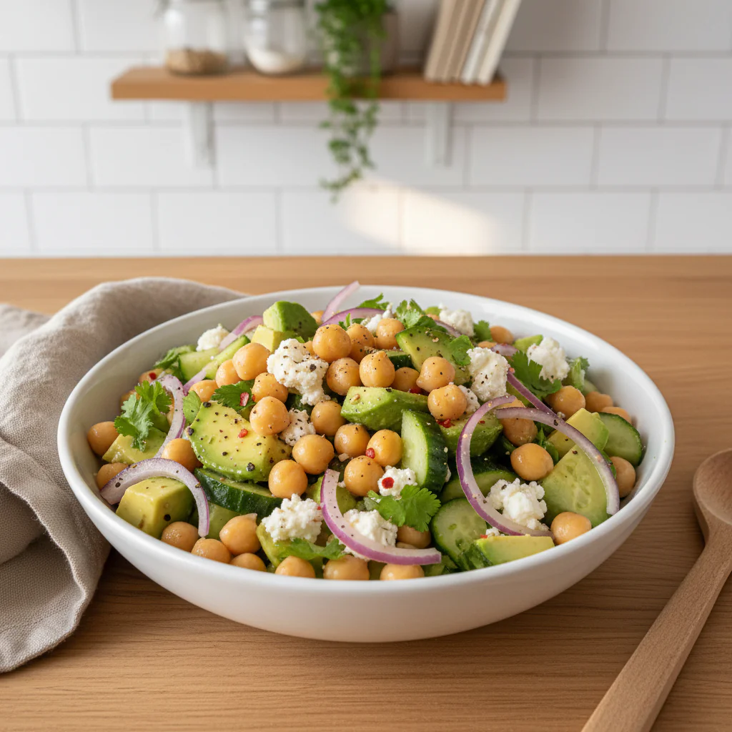 Kichererbsen Feta Avocado Salat