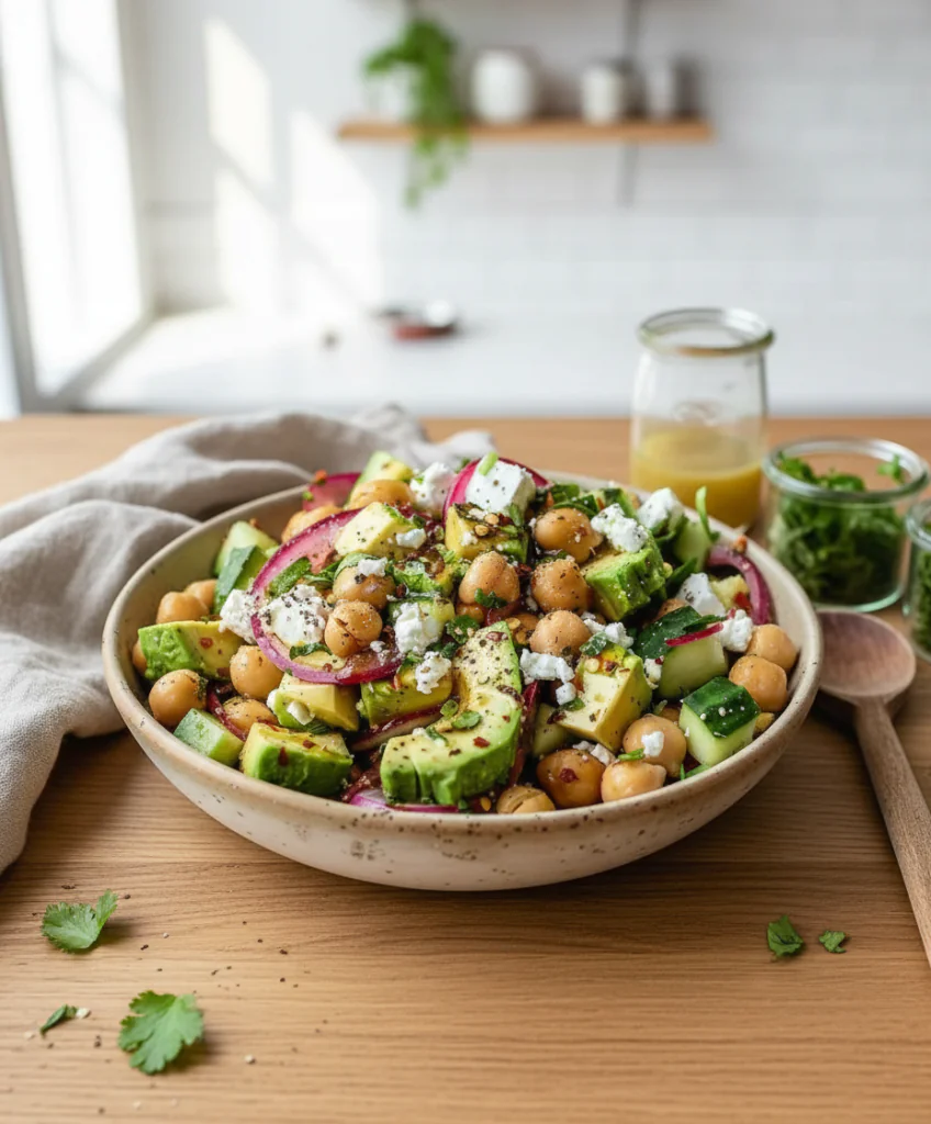 Kichererbsen Feta Avocado Salat