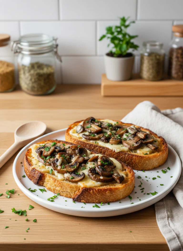 Knusprige Käse-Champignon-Knoblauch-Toasts – Schnelles Rezept