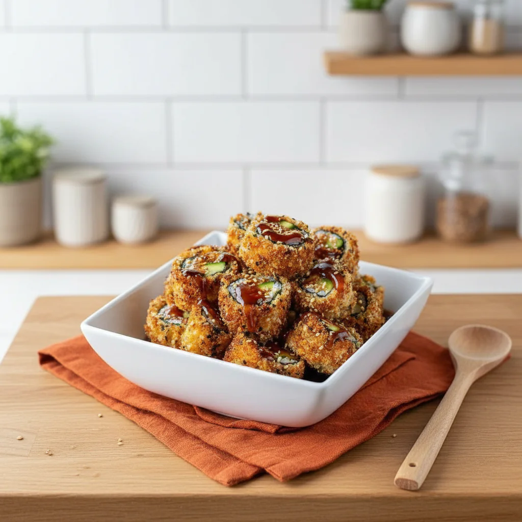 Vegane Sushi Bowl mit Reis und Avocado