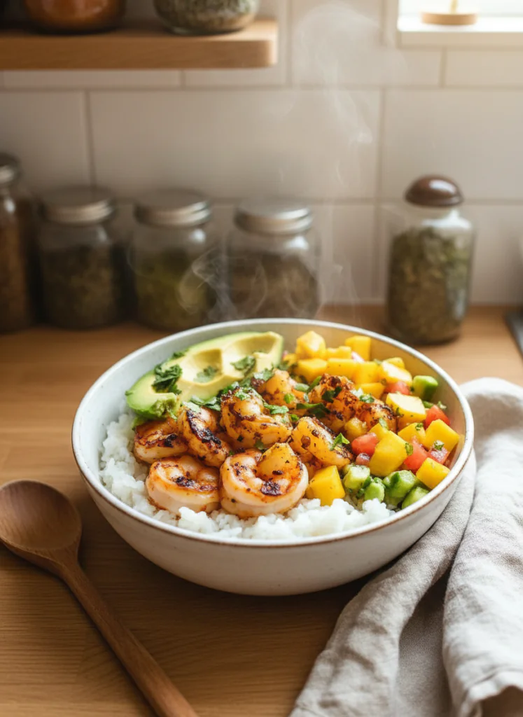 Schnelle Gesunde Garnelen Bowl Rezept mit Mango Avocado Salsa 13 Schnelle Gesunde Garnelen Bowl Rezept mit Mango Avocado Salsa