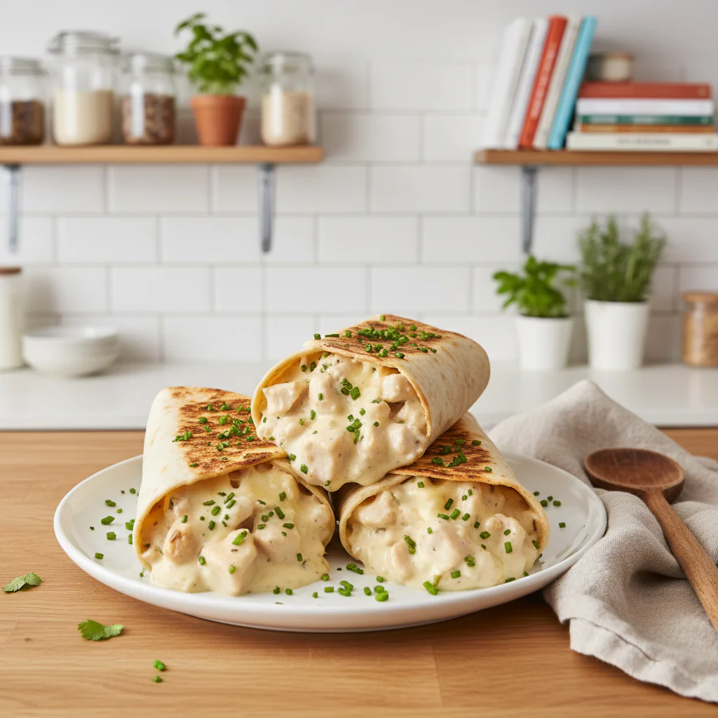 Schnelle Käse-Knoblauch-Hähnchen-Wraps Rezept – Knusprig in 25 Mi