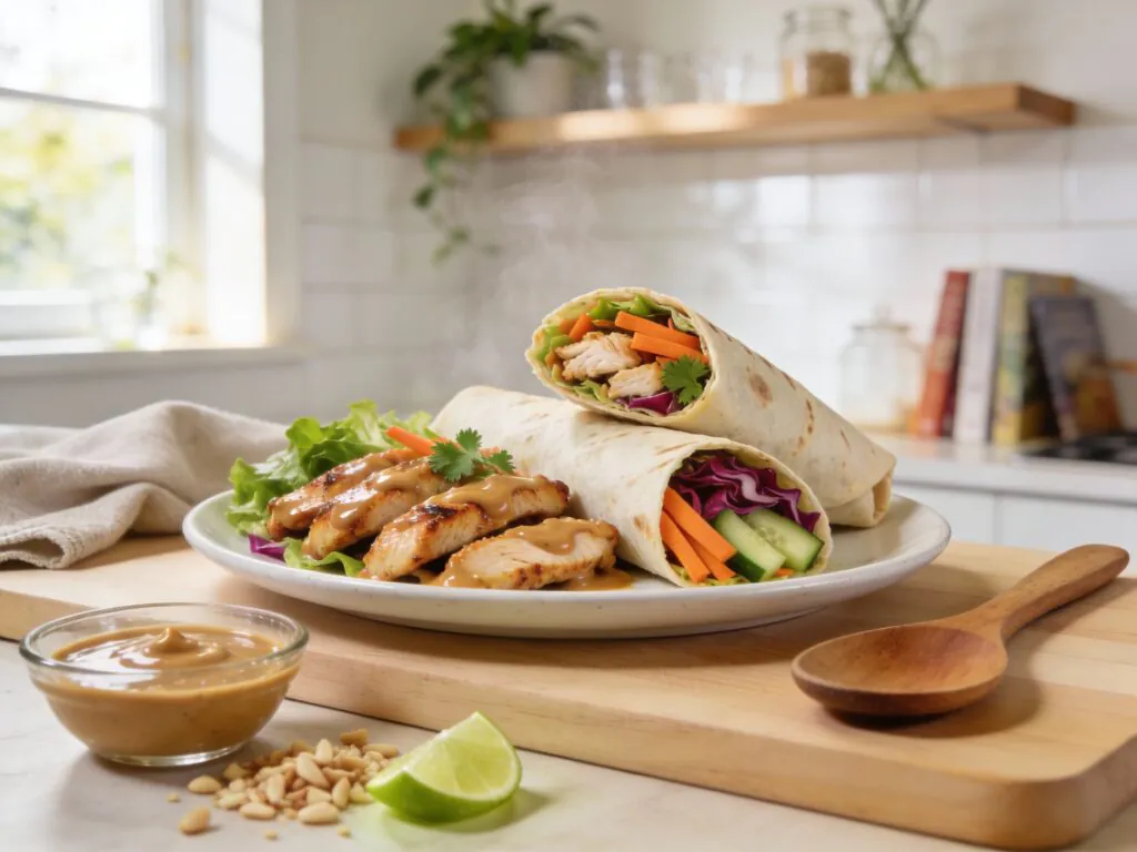 Thai Erdnuss Hähnchen Wraps – Schnelles einfaches Rezept