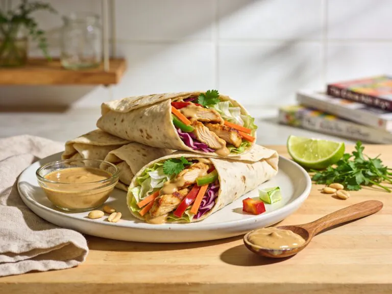 Thai Erdnuss Hähnchen Wraps – Schnelles einfaches Rezept