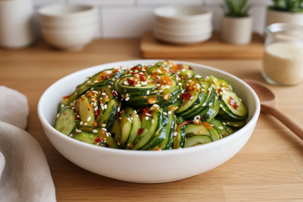 Asiatischer Gurkensalat mit Chili Sesam Rezept – Erfrischend Einfach 15 Min 11 Asiatischer Gurkensalat mit Chili Sesam